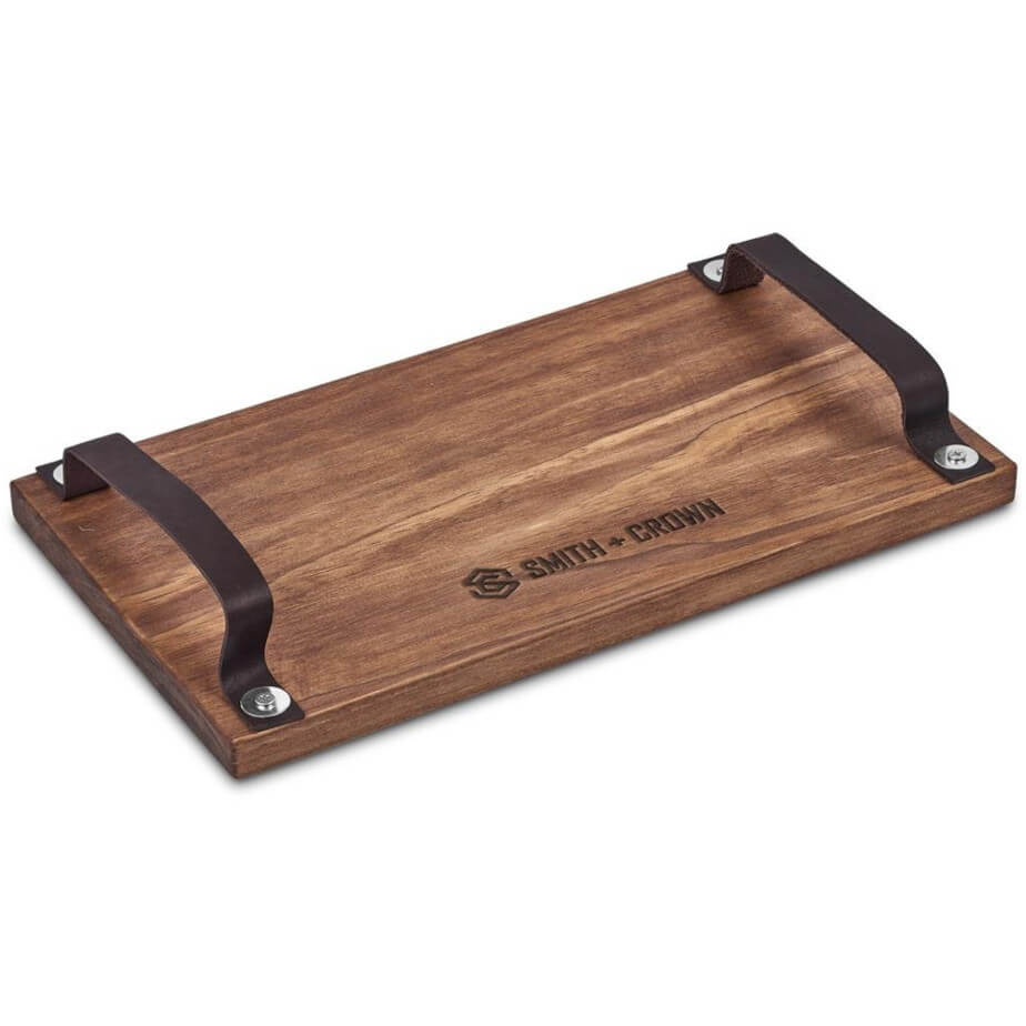 Serendipio Large Farm Style Wooden Tray with Leather Straps image